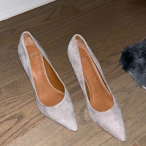 NWOT SARTO Grey Suede Heels